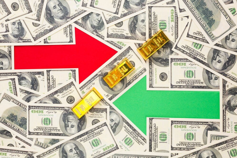 two arrows top banknotes background 23 2148490625